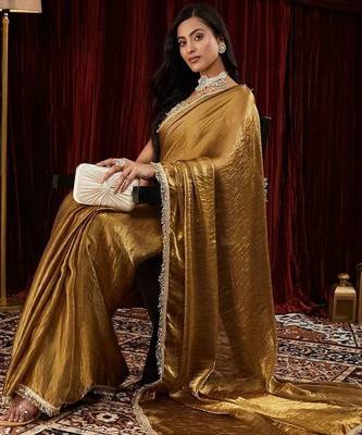 Gold embroidered bordered sarees 3