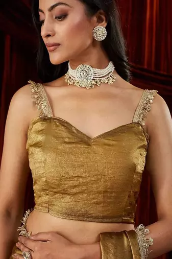 Gold embroidered bordered sarees