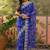 Blue printed  bandhani sarees