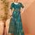 Teal printed saree with blouse piece