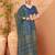 Navy blue printed saree with matching blouse