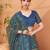 Navy blue printed saree with matching blouse