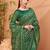 Green ethnic printed banarasi saree with matching blouse