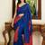 Blue bandhani mirror work block print saree