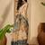 Beige floral printed  linen sarees with tassels & blouse piece