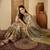 Beige floral printed  linen sarees with tassels & blouse piece