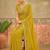 Yellow sequins embroidered sarees with unstitched blouse piece