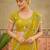 Yellow sequins embroidered sarees with unstitched blouse piece