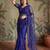 Blue floral sequinned net designer saree