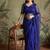 Blue floral sequinned net designer saree