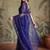 Blue floral sequinned net designer saree