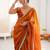 Orange sequinned tissue designer saree