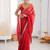 Red ombre sequinned tissue designer saree