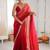 Red ombre sequinned tissue designer saree