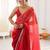 Red ombre sequinned tissue designer saree