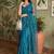 Teal embellished sequinned net designer saree