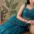 Teal embellished sequinned net designer saree