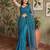 Teal embellished sequinned net designer saree