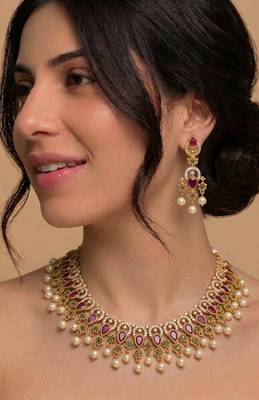 Traditional Ruby Temple Necklace Set 2
