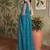 Teal embellished sequinned net designer saree