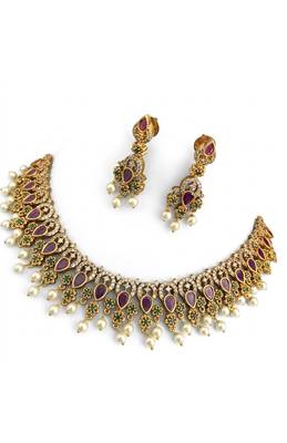 Traditional Ruby Temple Necklace Set 3