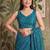 Teal embellished sequinned net designer saree