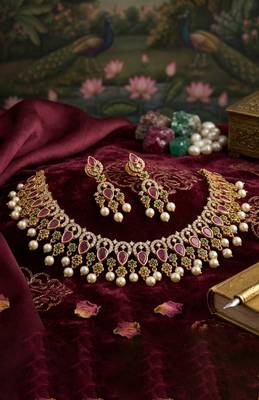 Traditional Ruby Temple Necklace Set 4