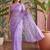 Lavender floral sequinned net designer saree