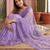 Lavender floral sequinned net designer saree