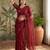 Maroon floral sequinned net designer saree