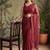 Maroon floral sequinned net designer saree