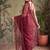 Maroon floral sequinned net designer saree