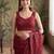Maroon floral sequinned net designer saree