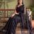 Black floral sequinned net designer saree