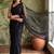 Black floral sequinned net designer saree