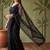 Black floral sequinned net designer saree
