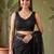 Black floral sequinned net designer saree