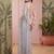 Grey floral sequinned net designer saree