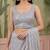 Grey floral sequinned net designer saree