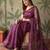 Purple floral sequinned net designer saree