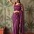 Purple floral sequinned net designer saree