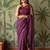 Purple floral sequinned net designer saree
