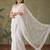 Off white floral sequinned net designer saree