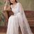 Off white floral sequinned net designer saree