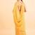 Yellow yellow poly chiffon embellished zari striped saree
