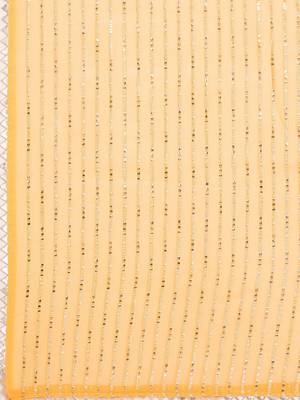 Yellow yellow poly chiffon embellished zari striped saree 4