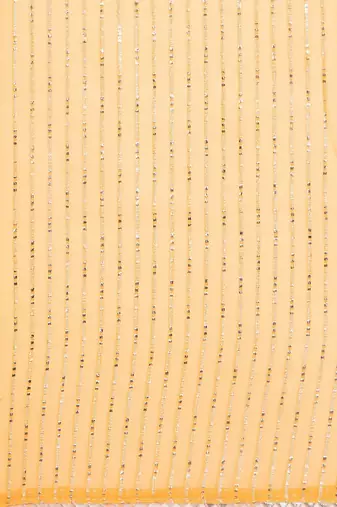 Yellow yellow poly chiffon embellished zari striped saree
