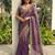 Purple embellished embroidered sequinned sarees with unstitched blouse piece