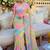 Pink ethnic motifs gotta patti  georgette fusion leheriya saree
