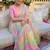 Pink ethnic motifs gotta patti  georgette fusion leheriya saree